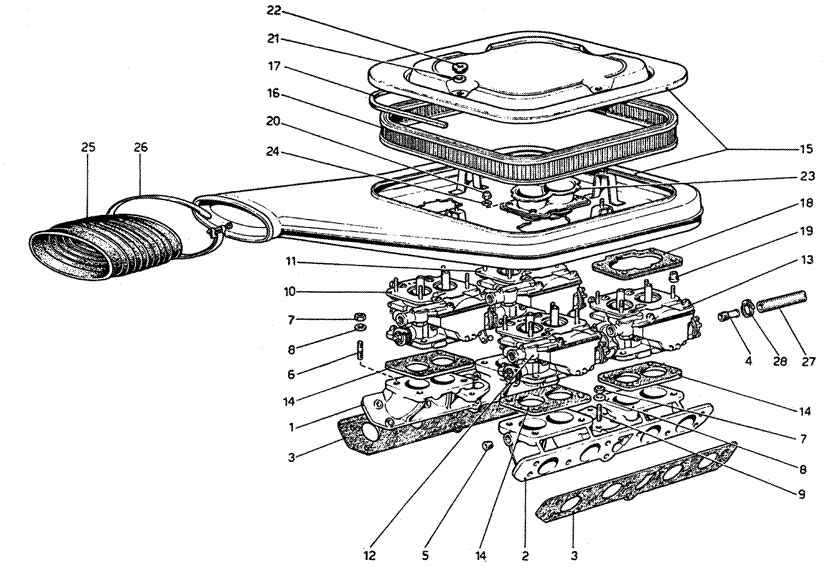 Schematic: Carburettors And Air Cleaner