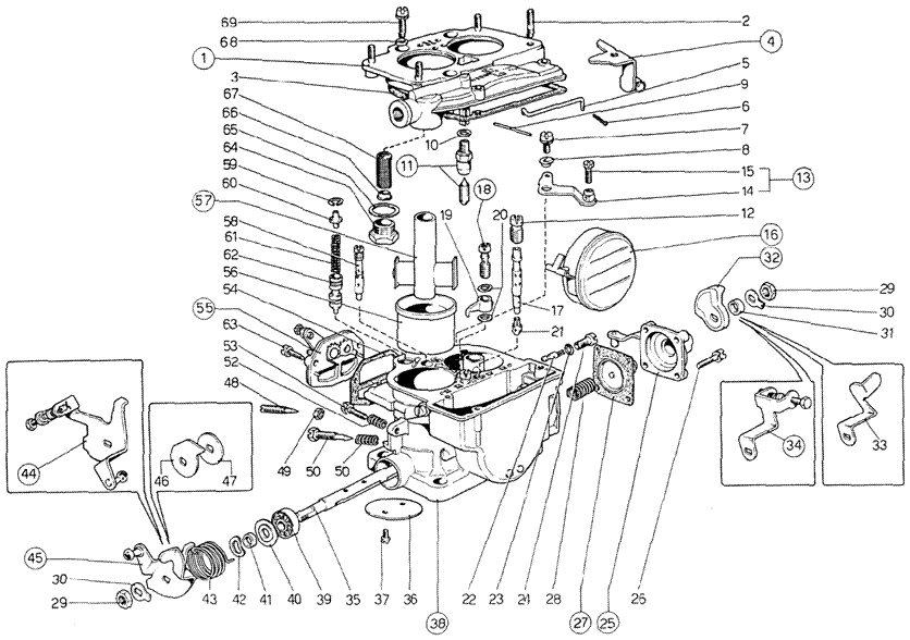 Schematic: Weber Carburettors (34 Dcn 53-54-55-56)