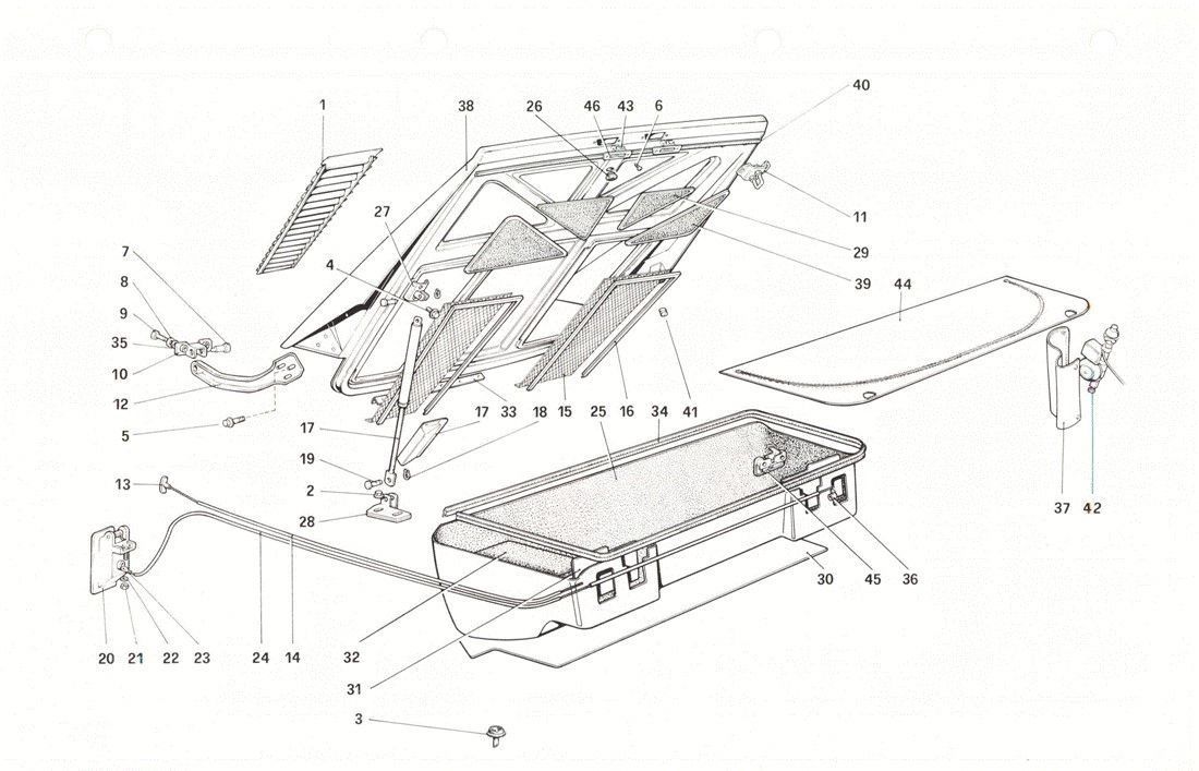 Schematic: Rear bonnet and luggage compartment covering