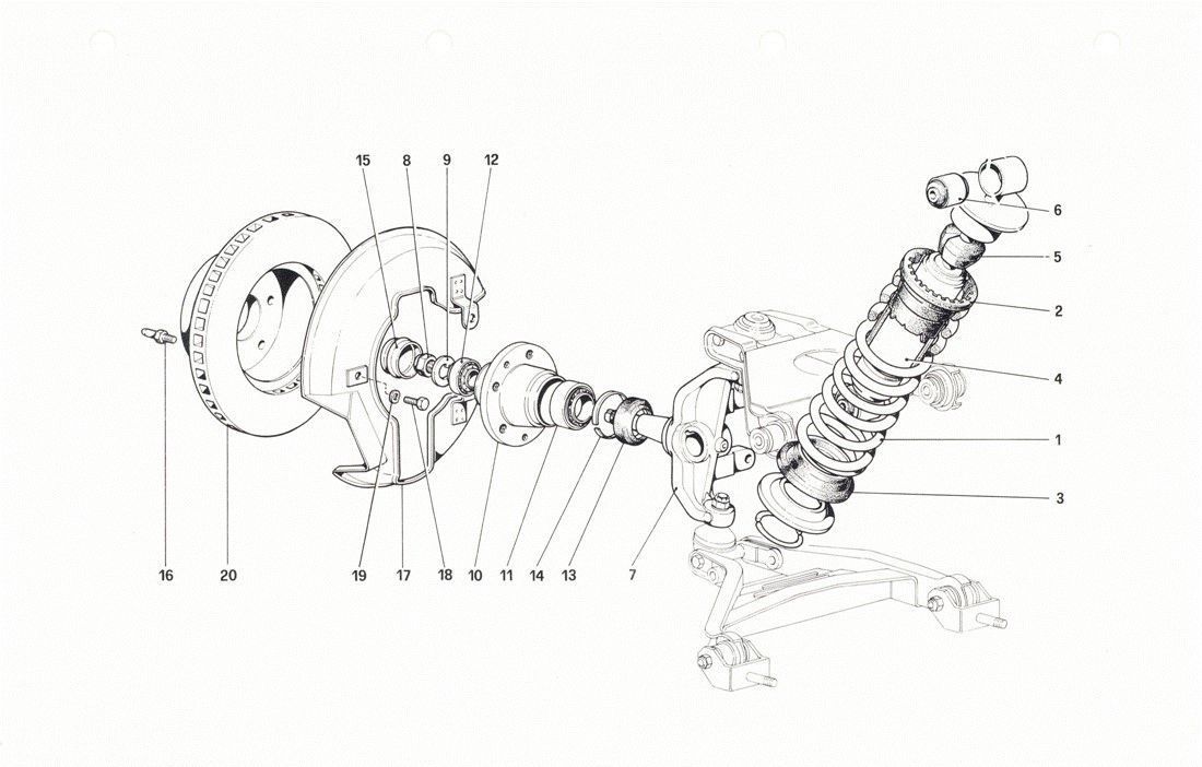 Schematic: Front suspension - Shock absorber and brake disc