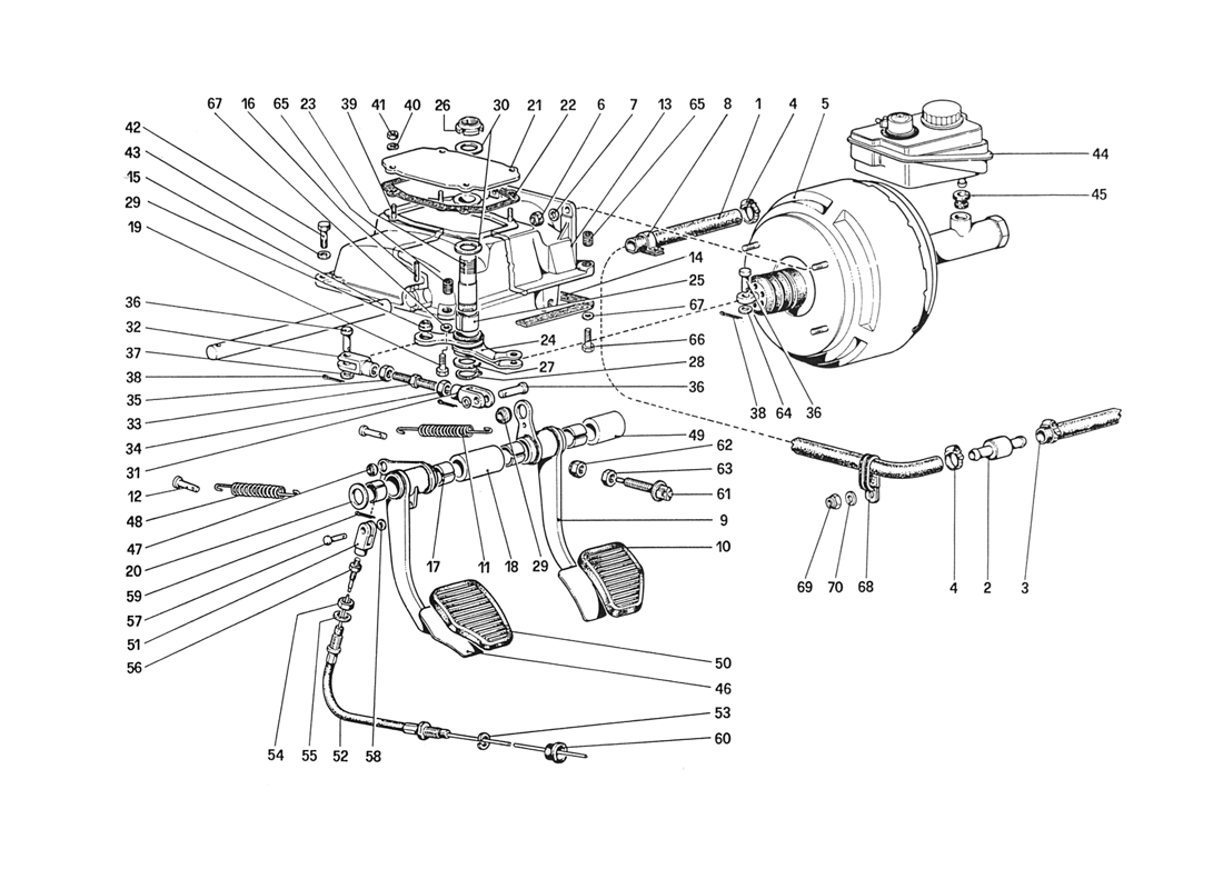 Schematic: Pedal Boad - Brake and Clutch Controls (for car without Antiskid System)