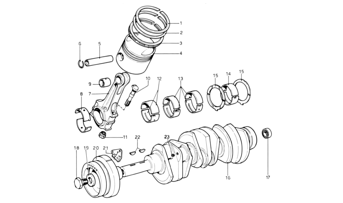 Schematic: Crankshaft - Connecting Rods and Pistons