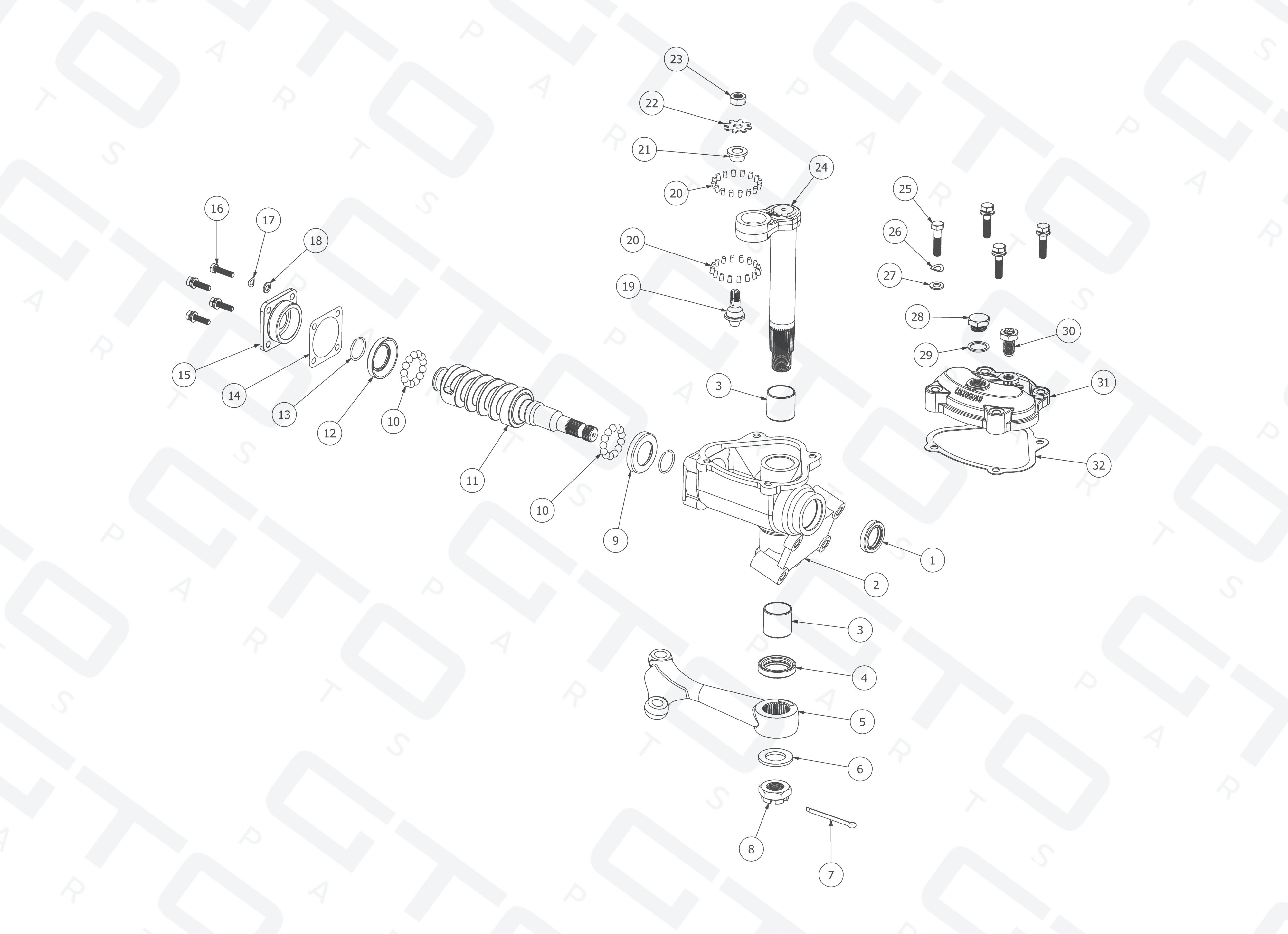 Schematic: Steering Box Assembly