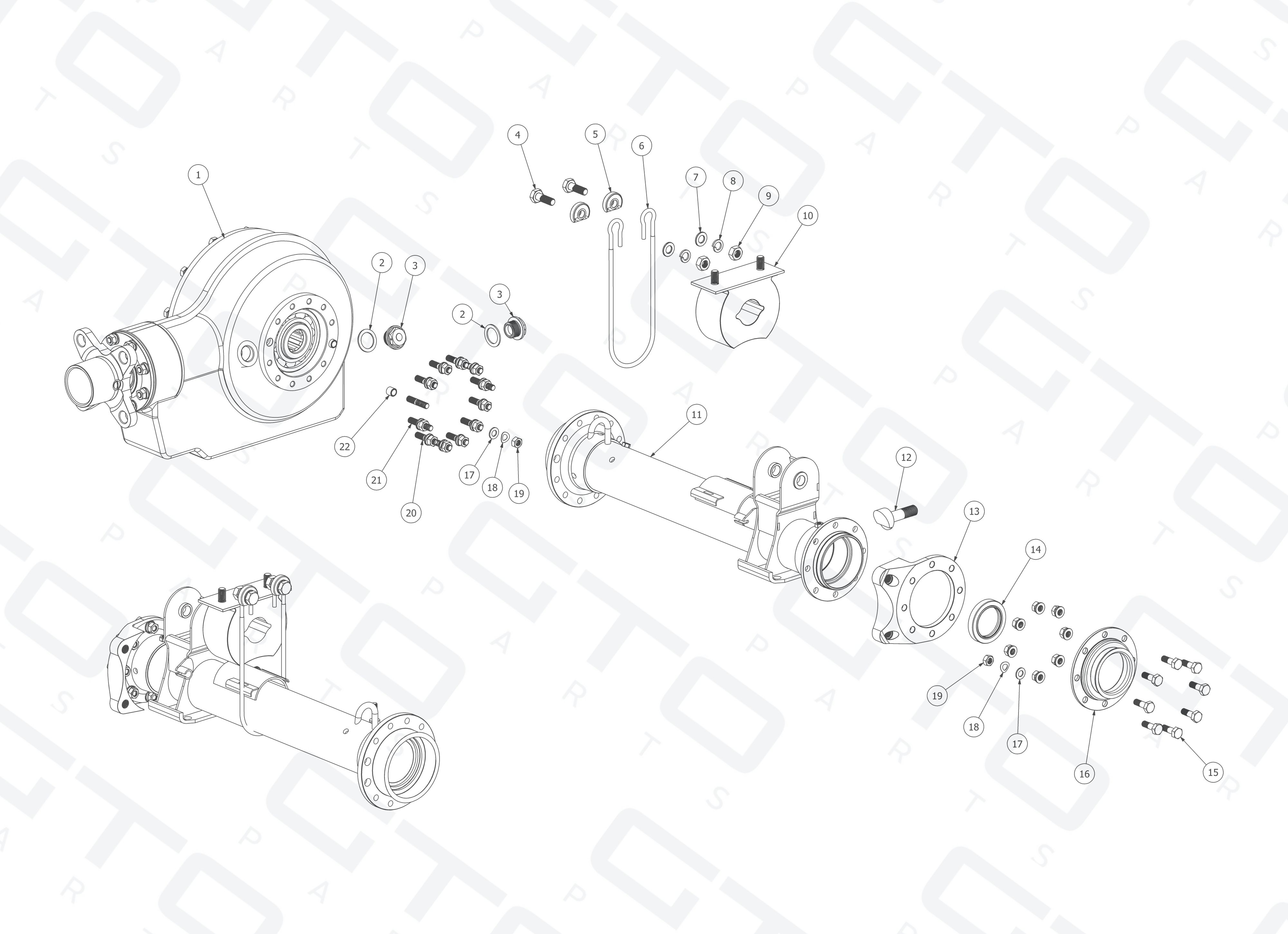 Schematic: Rear Axle Complete Assembly