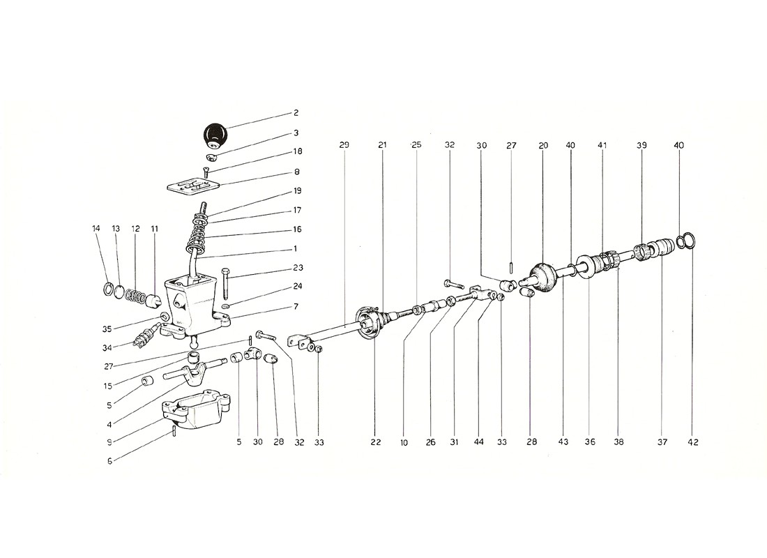 Schematic: Outside Gearbox Controls (Up To No. 10114 Gs - 10100 Gd - 10358 U.S. Version)