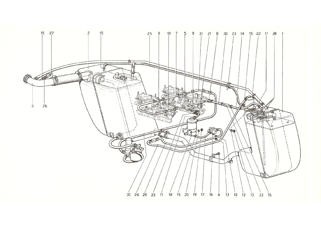 Schematic: Fuel System (From No.11994 - U.S. 1976 Version)