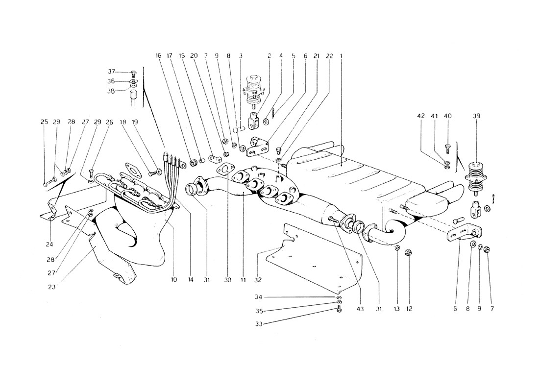 Schematic: Exhaust System (Variants For Usa - Aus And J Version)