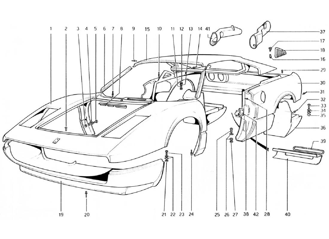 Schematic: Body Shell - Outer Elements (Valid For Rhd - Aus Versions)