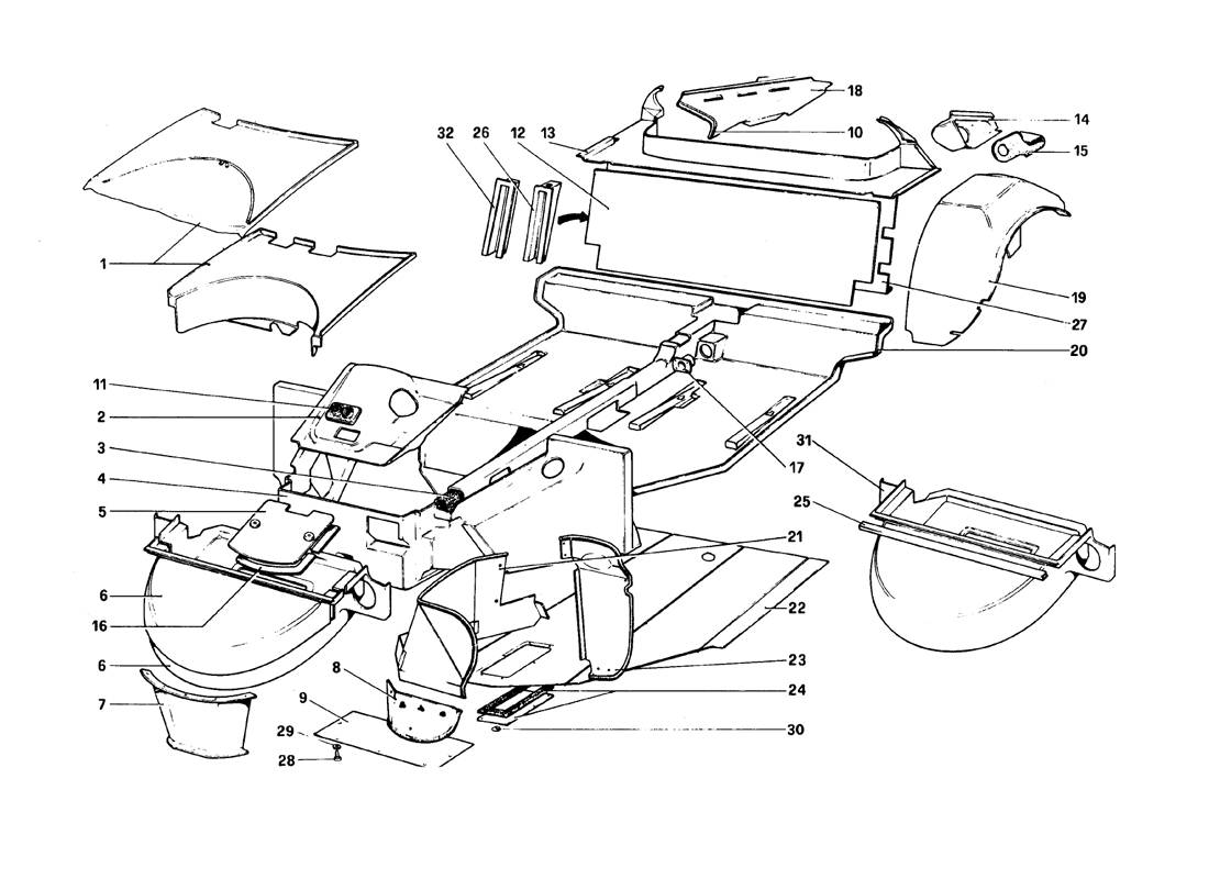 Schematic: Body Shell - Inner Elements (Variants For Rhd - Aus Versions)