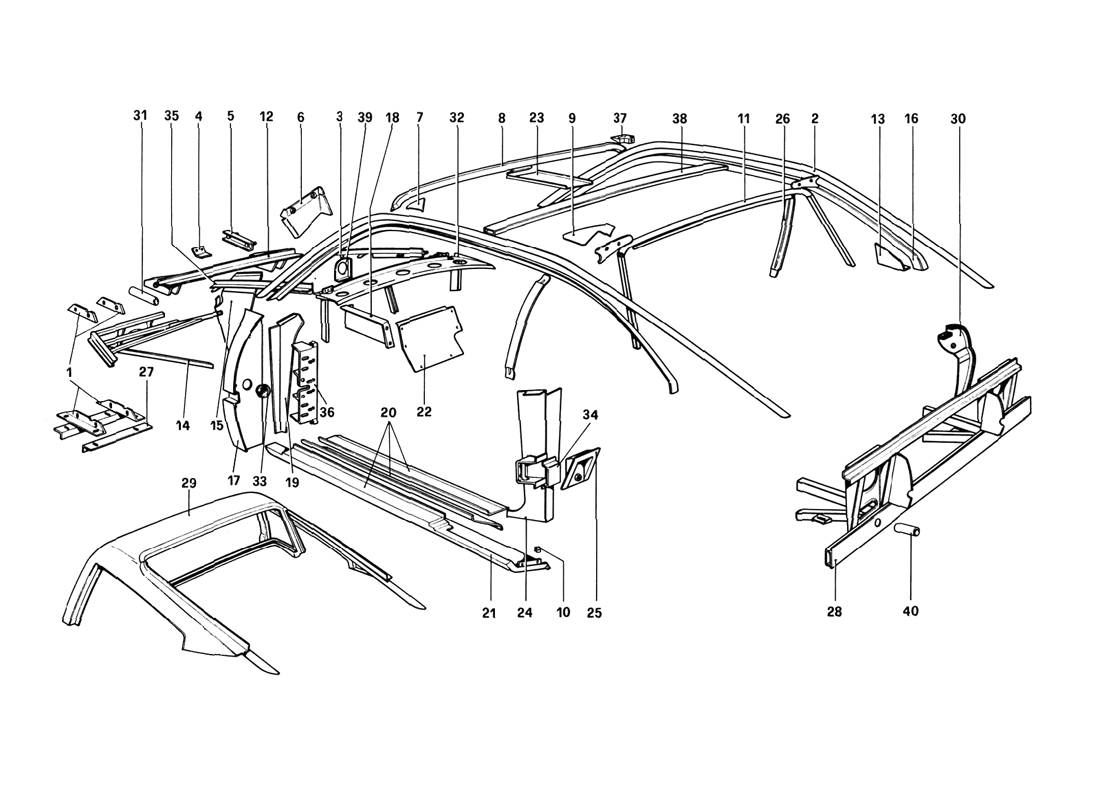 Schematic: Body Shell - Inner Elements (Variants For Rhd - Aus Versions)