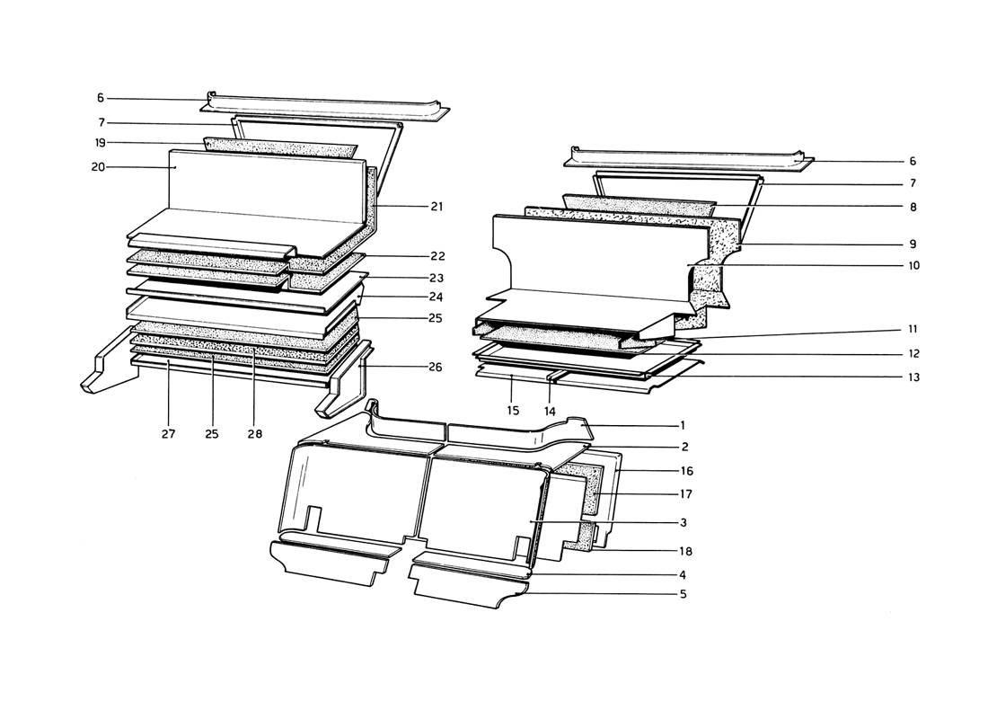 Schematic: Passenger And Luggage Compartments Insulation (Variants For Rhd - Aus Version)