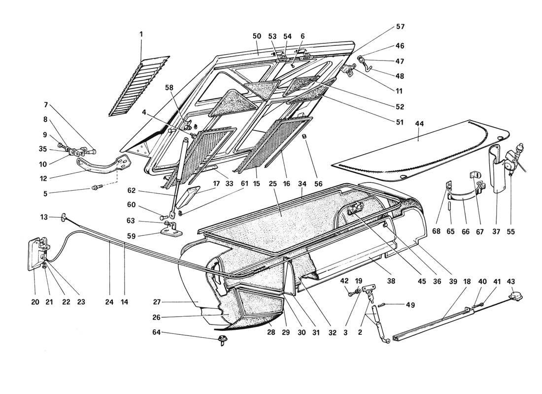 Schematic: Rear Bonnet And Luggage Compartment Covering (Variants For Rhd - Aus Version)