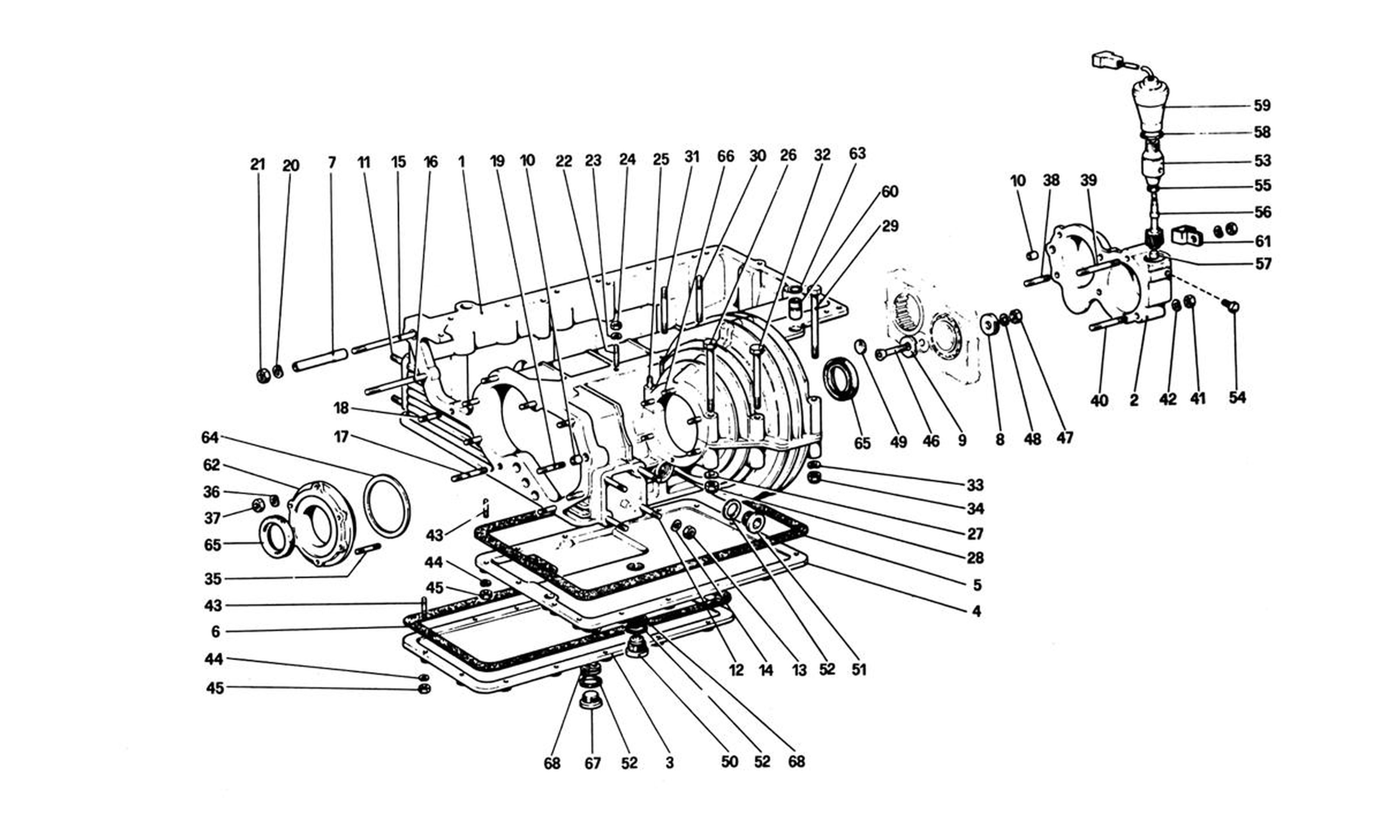 Schematic: Gearbox - Differential Housing And Oil Sump (308 Gtb)