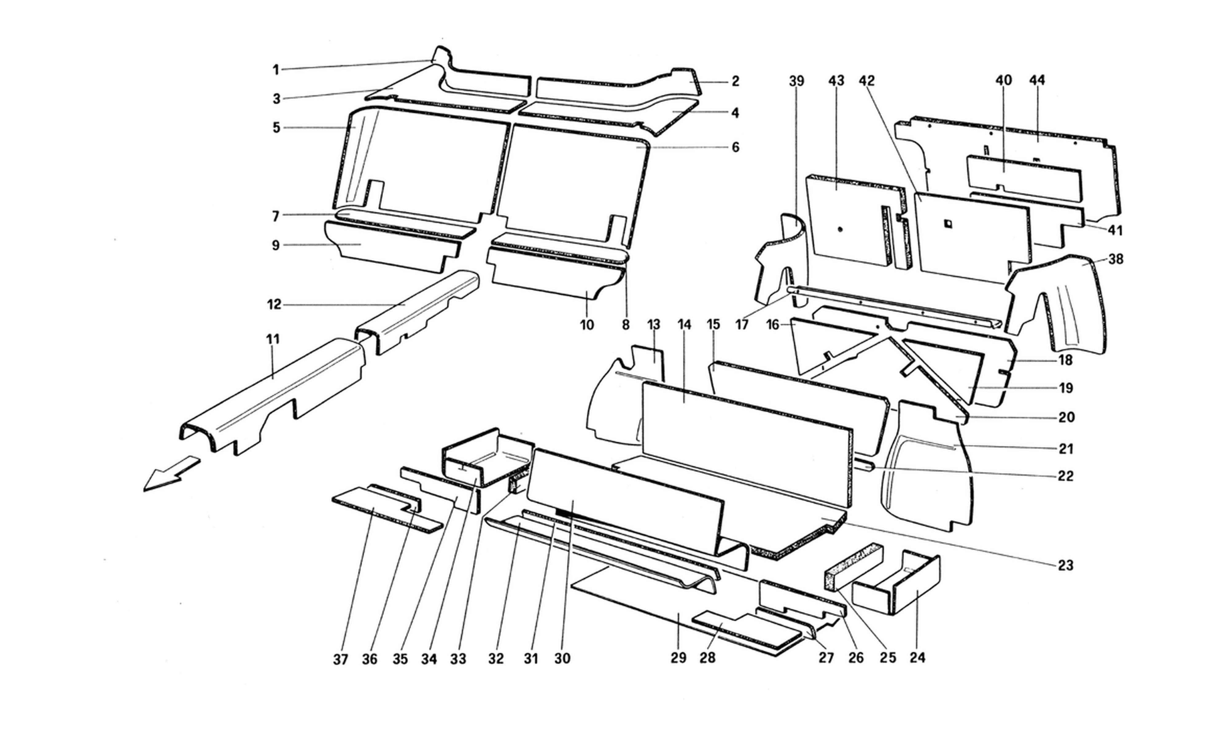 Schematic: Passenger And Luggage Compartments Insulation (Not For U.S. And Sa Version)