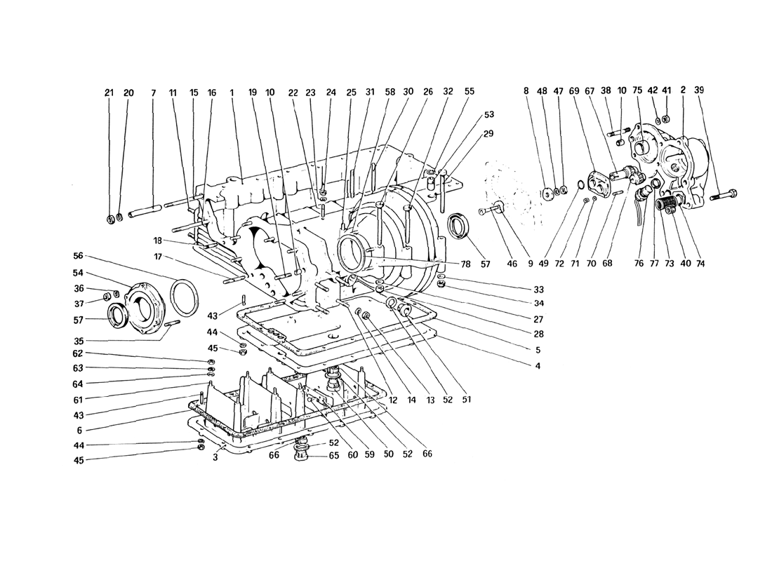 Schematic: Gearbox - Differential Housing And Oil Sump