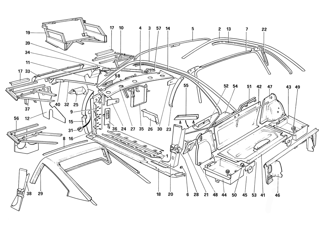 Schematic: Body Shell - Inner Elements (For Aus And Ch87 And Ch88)