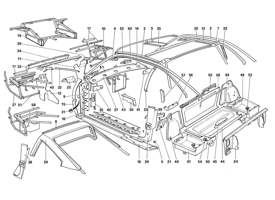 Schematic: Body Shell - Inner Elements (For Us - Sa - J)