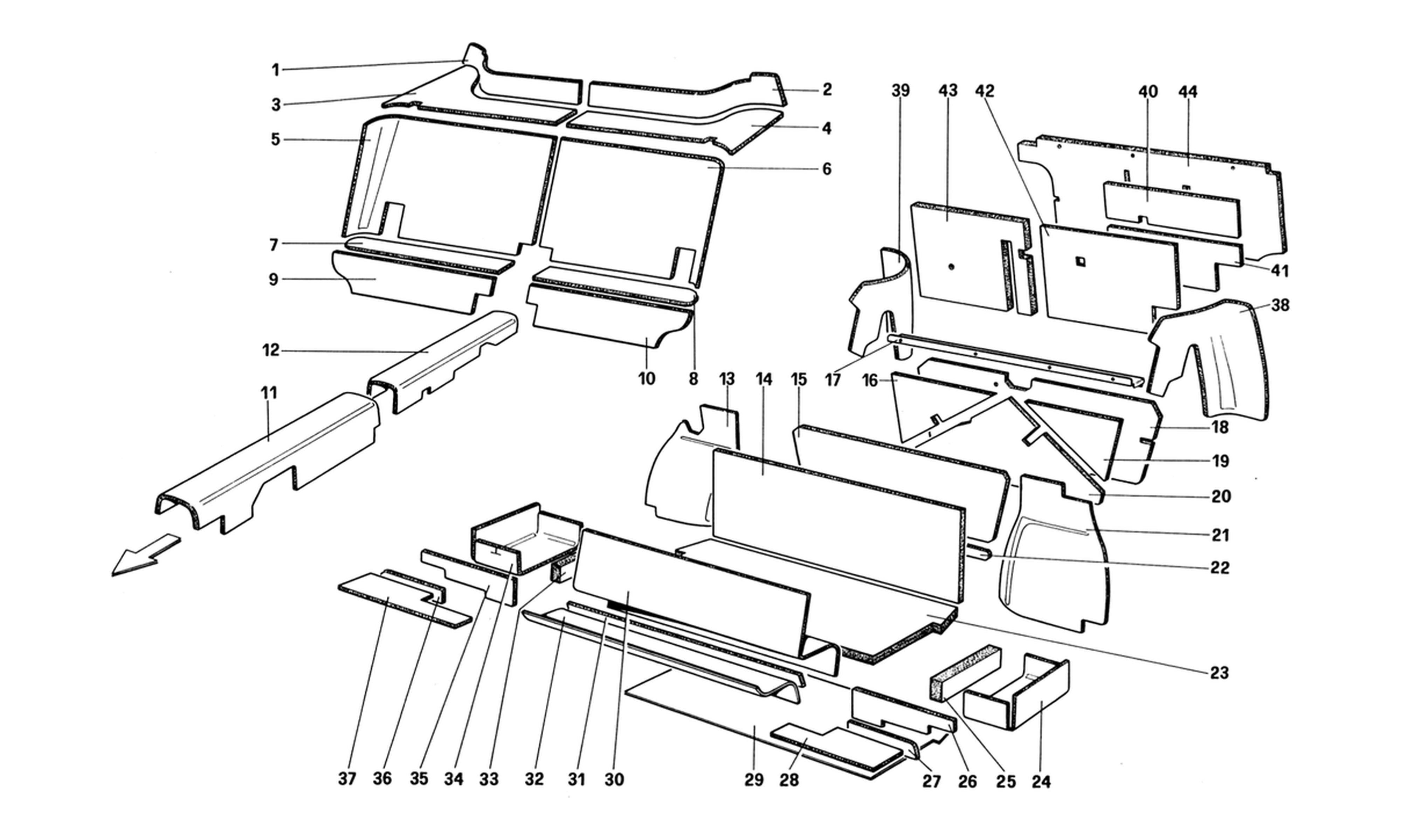 Schematic: Luggage And Passenger Compartment Insulation (Untill Car No. 66965 - Not For Us - Aus - Ch87 - Sa - J)