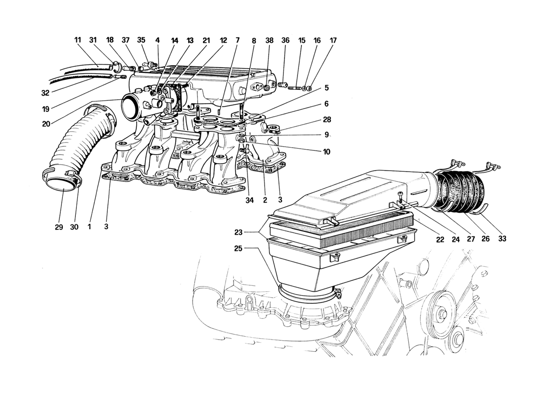 Schematic: Air Intake And Manifolds