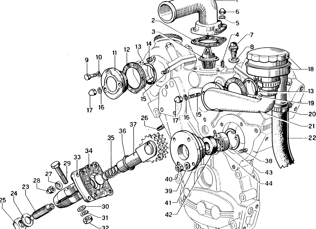 Schematic: Timing Tensioner & Thermostat