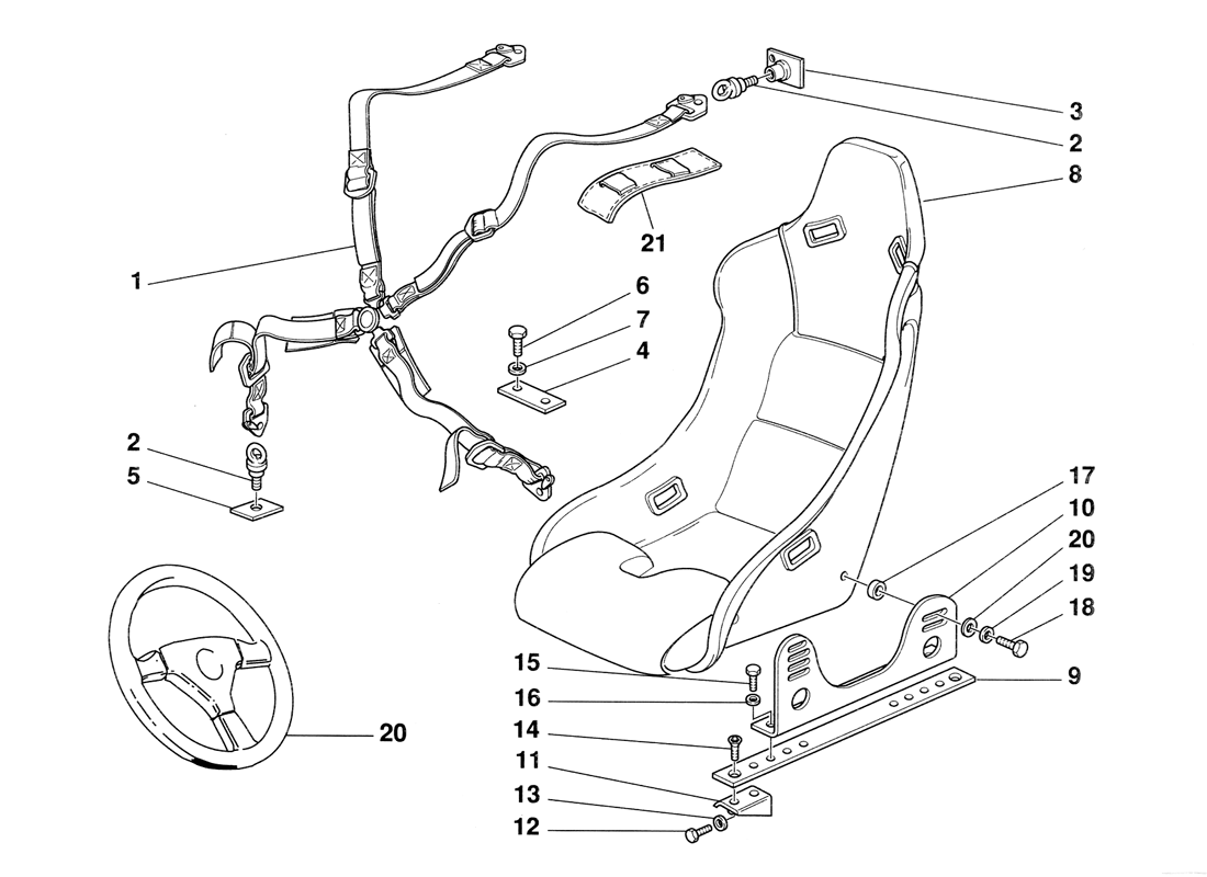 Schematic: Seat Safety Belts And Seat