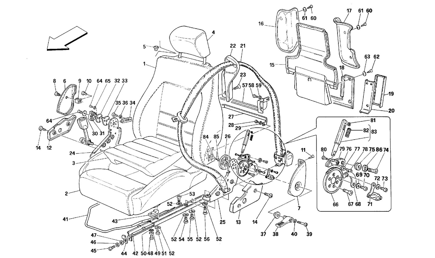Schematic: Seats And Safety Belts -Valid For Spider - Not For Usa-