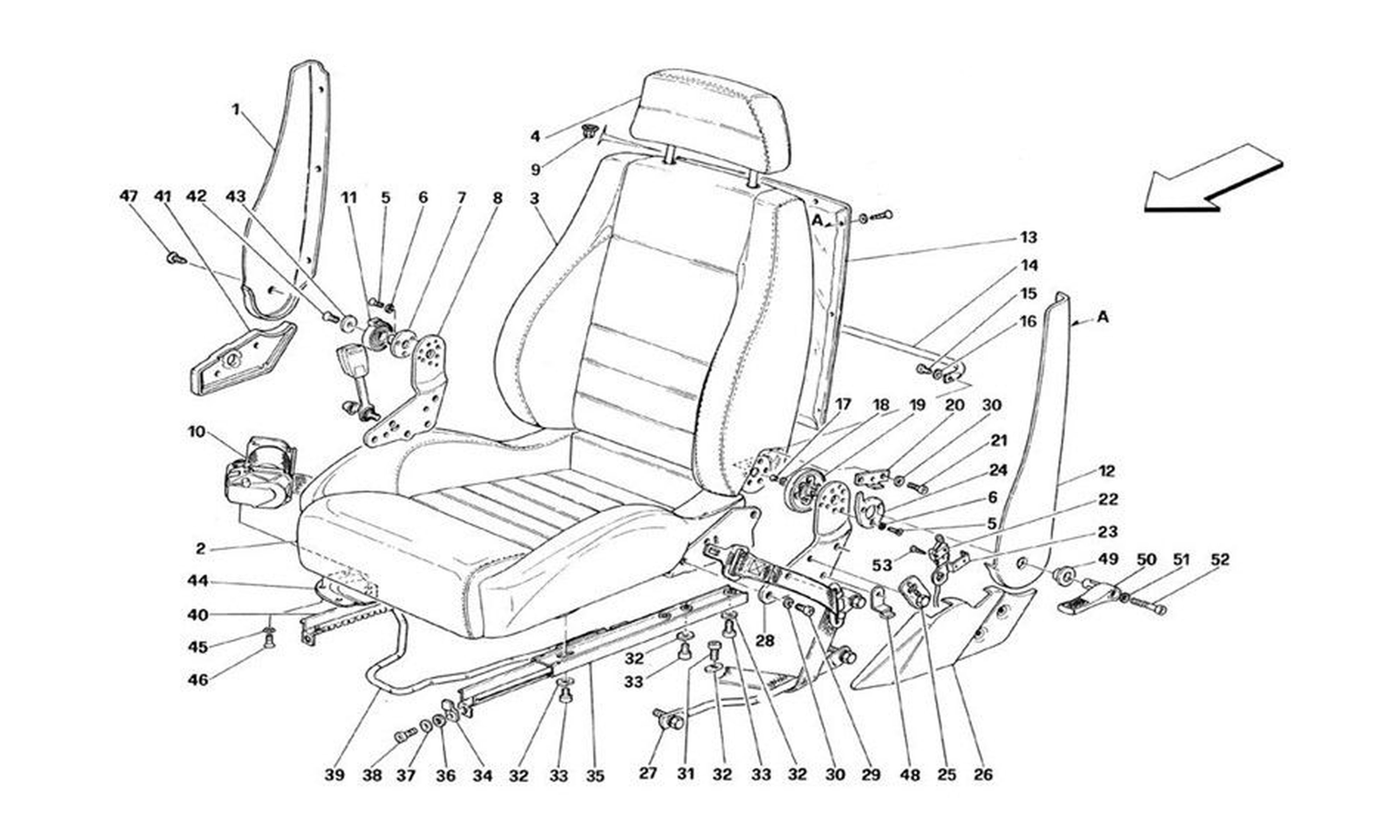 Schematic: Seats And Safety Belts - Not For Cars With Passive Safety Belts - Valid Till Car Ass. Nr. 5278