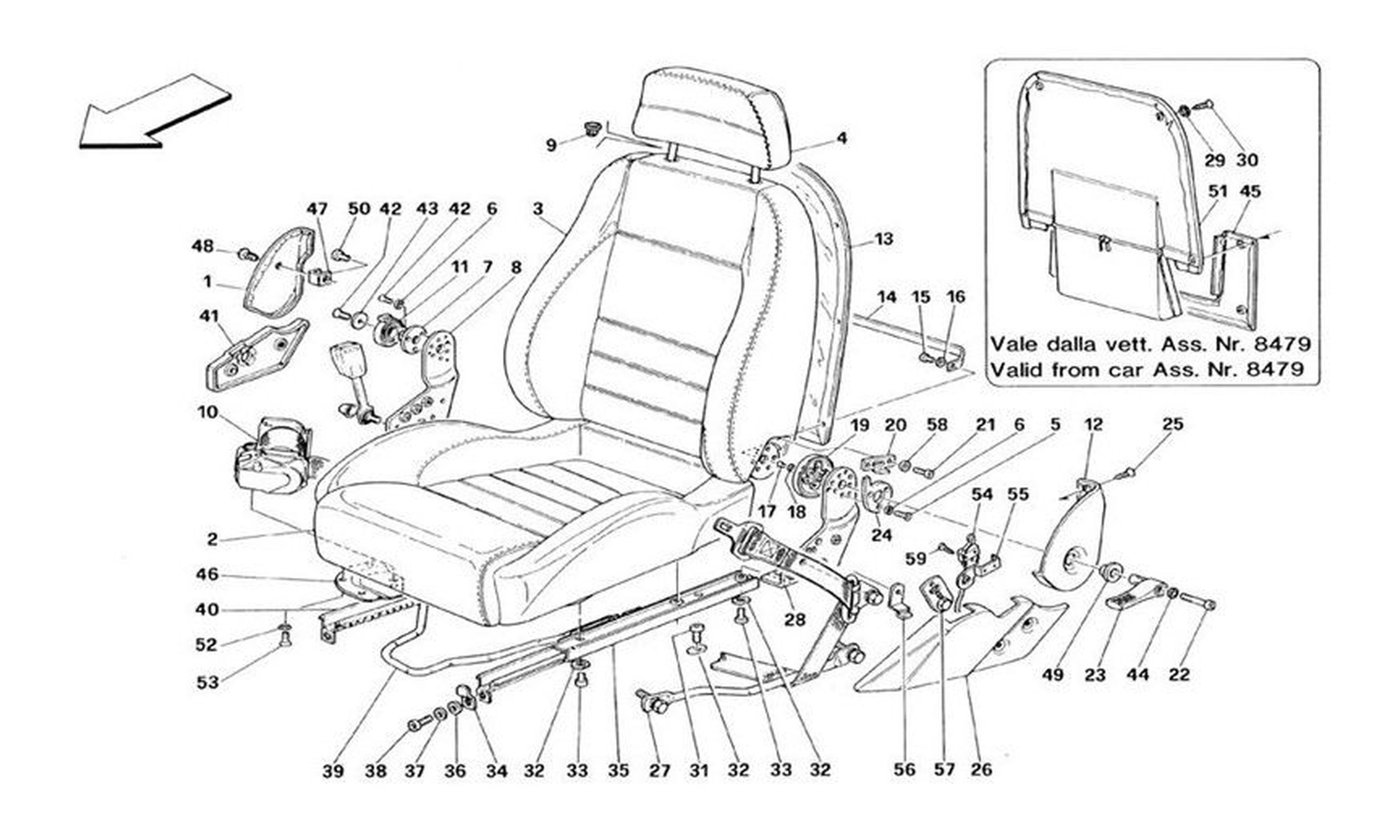 Schematic: Seats And Safety Belts -Valid For Cars With Passive Safety Belts - Valid From Car Ass. Nr. 5298