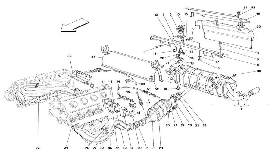 Schematic: Exhaust System - Valid For Catalytic Vehicles - For Usa Spyder