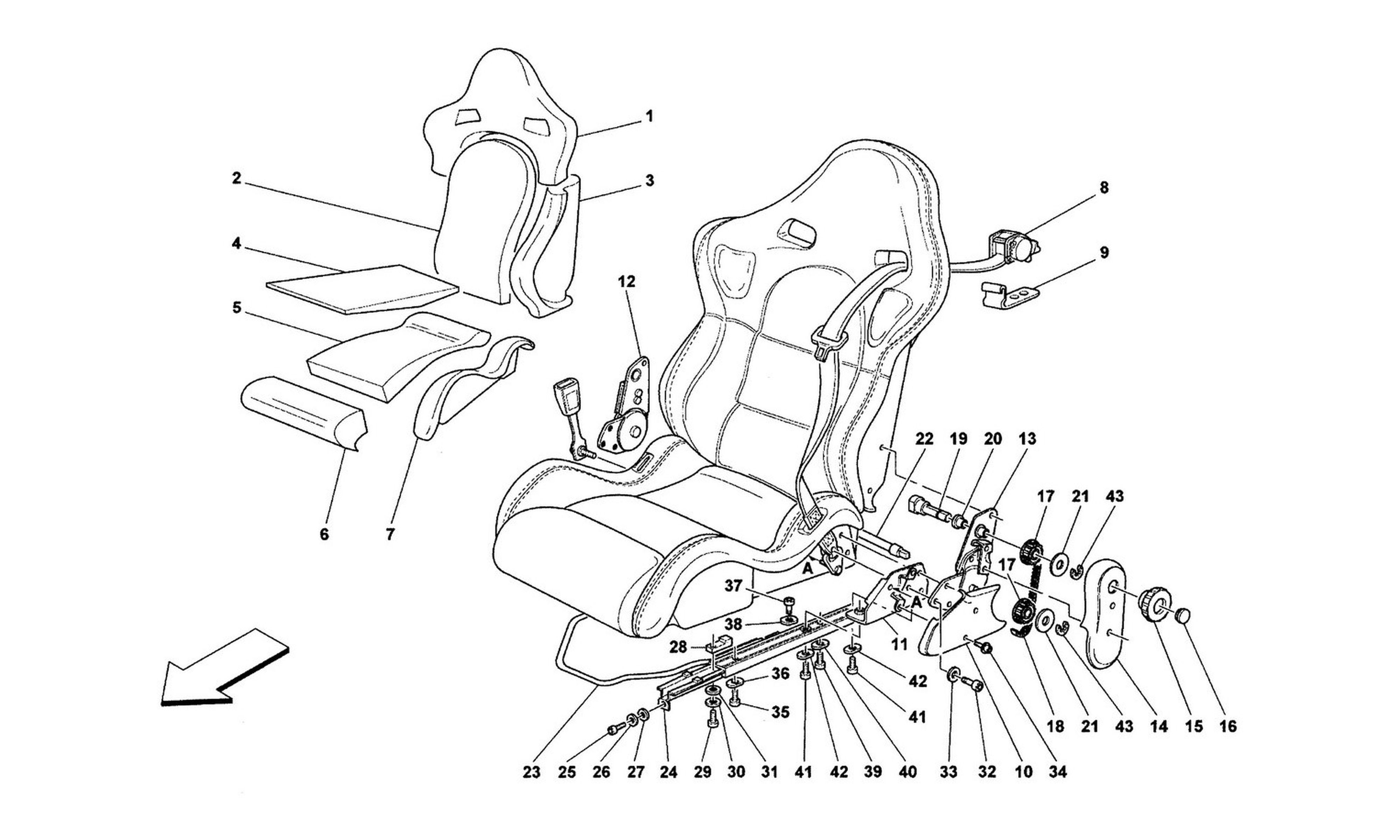 Schematic: Seats And Safety Belts -Sport-Not For Spider-
