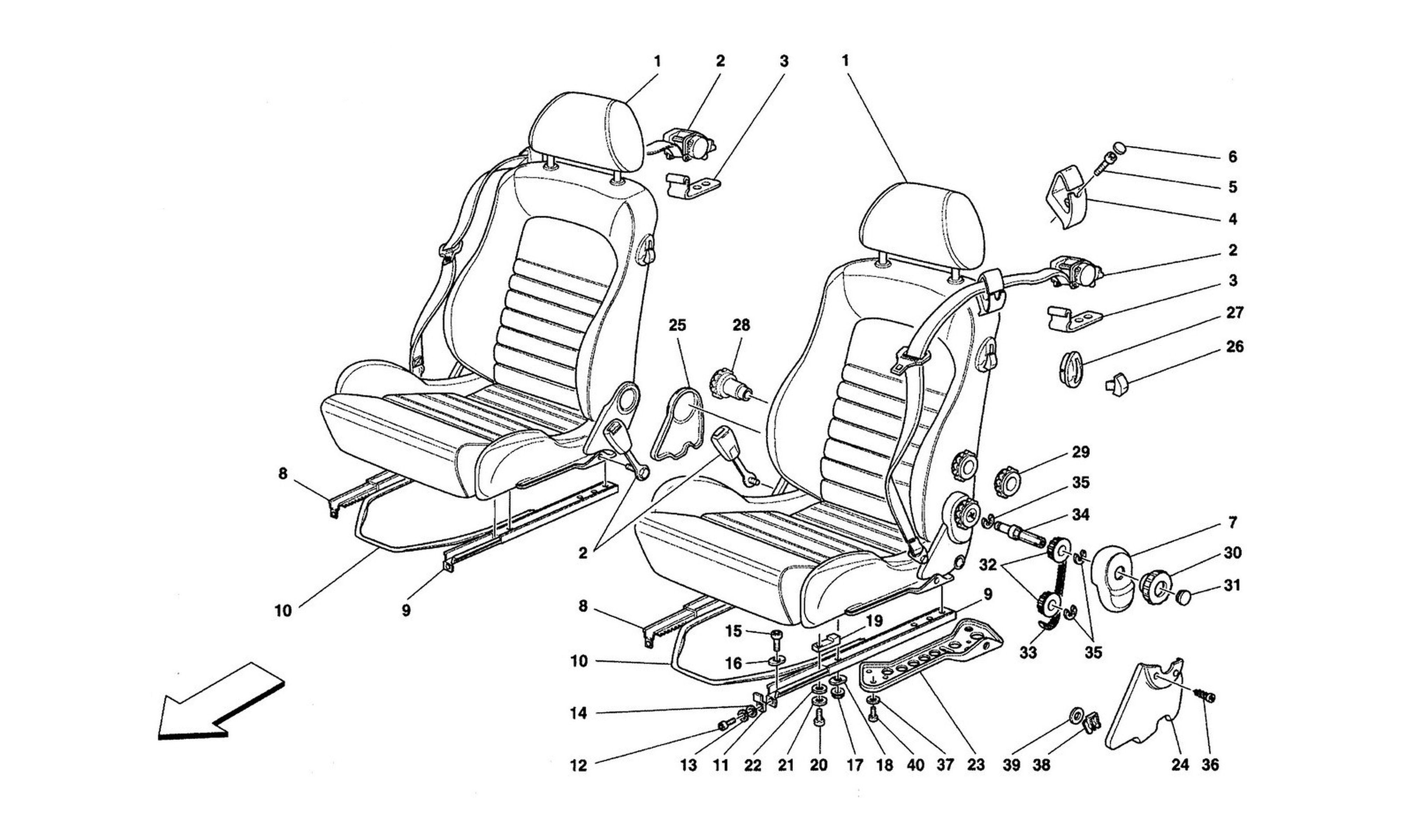 Schematic: Seat And Safety Belts -Comfort-Not For Spider-