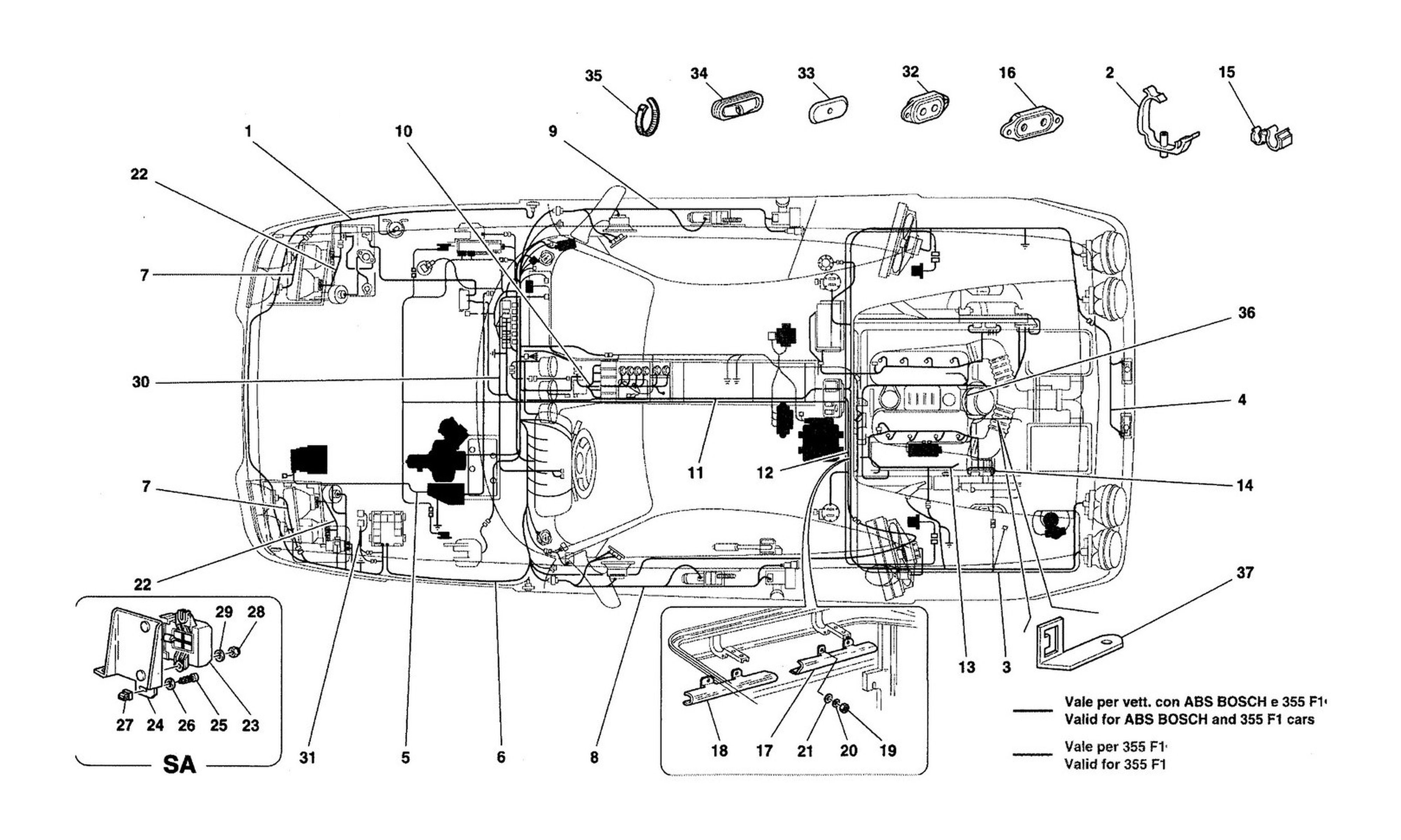Schematic: Electrical System -Valid For Abs Bosch And 355 F1 Cars-