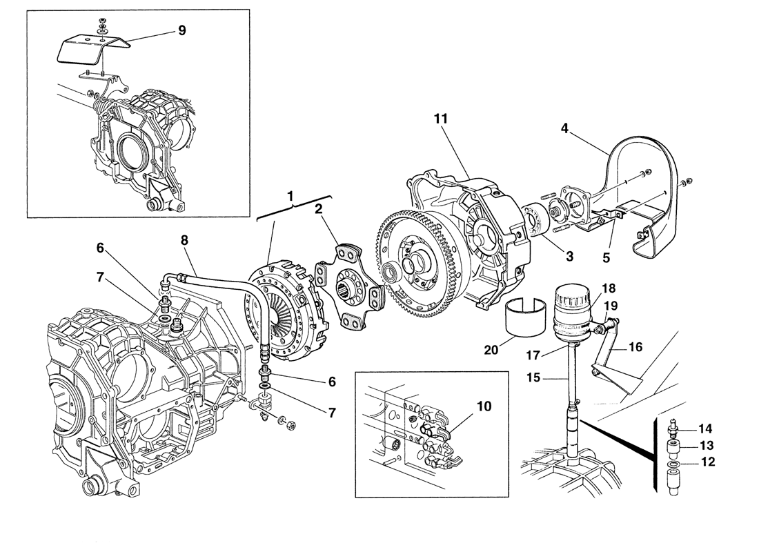 Schematic: Clutch Assembly And Heat Shields