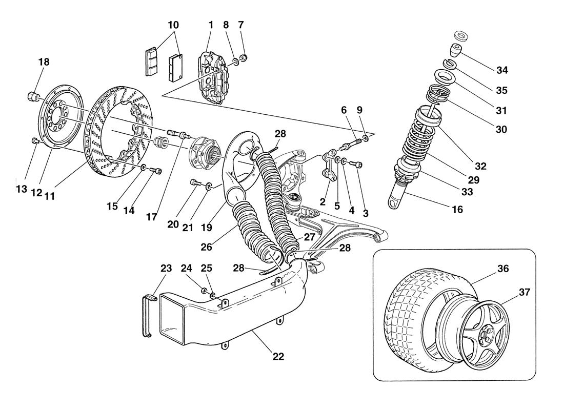 Schematic: Brakes - Shock-Absorbers - Front Air Intakes - Wheels