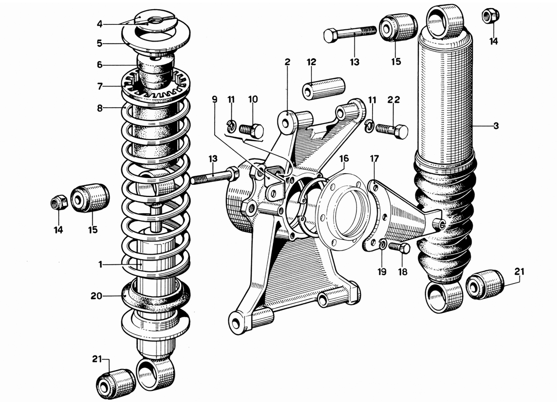 Schematic: Rear Suspension - Damper And Self-Levelling Unit