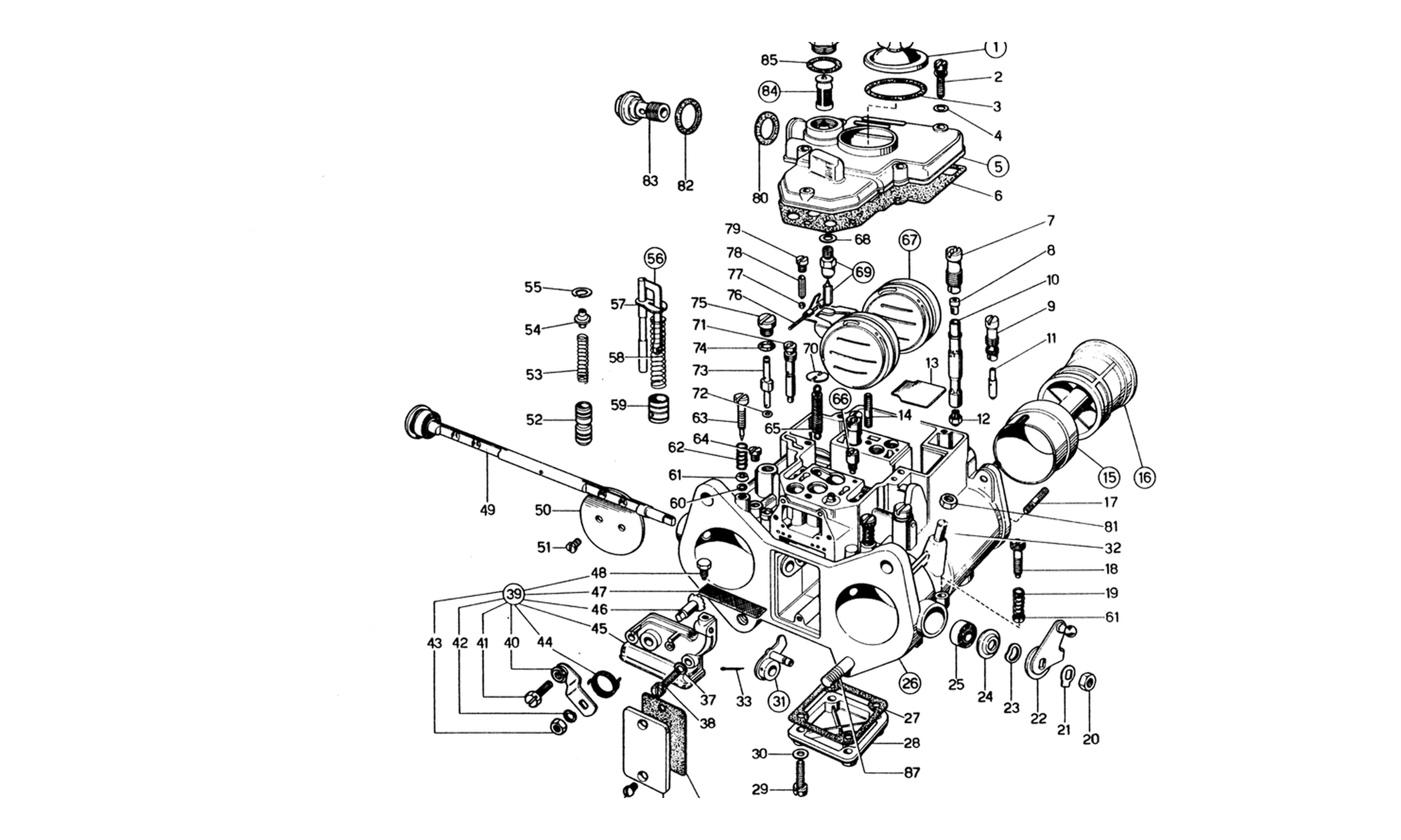 Schematic: Weber 38 Dcoe 59/60 Carburettor