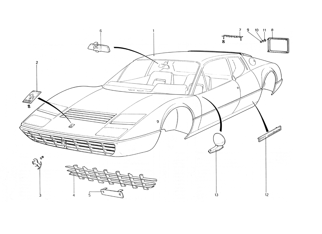 Schematic: Body Shell And Mouldings