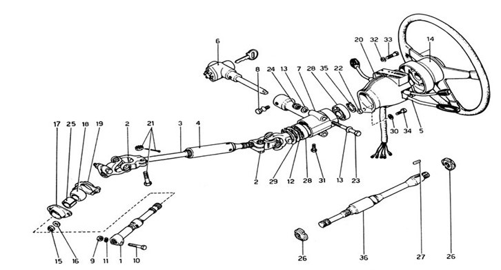 Schematic: Steering Column (From Car No. 18825)