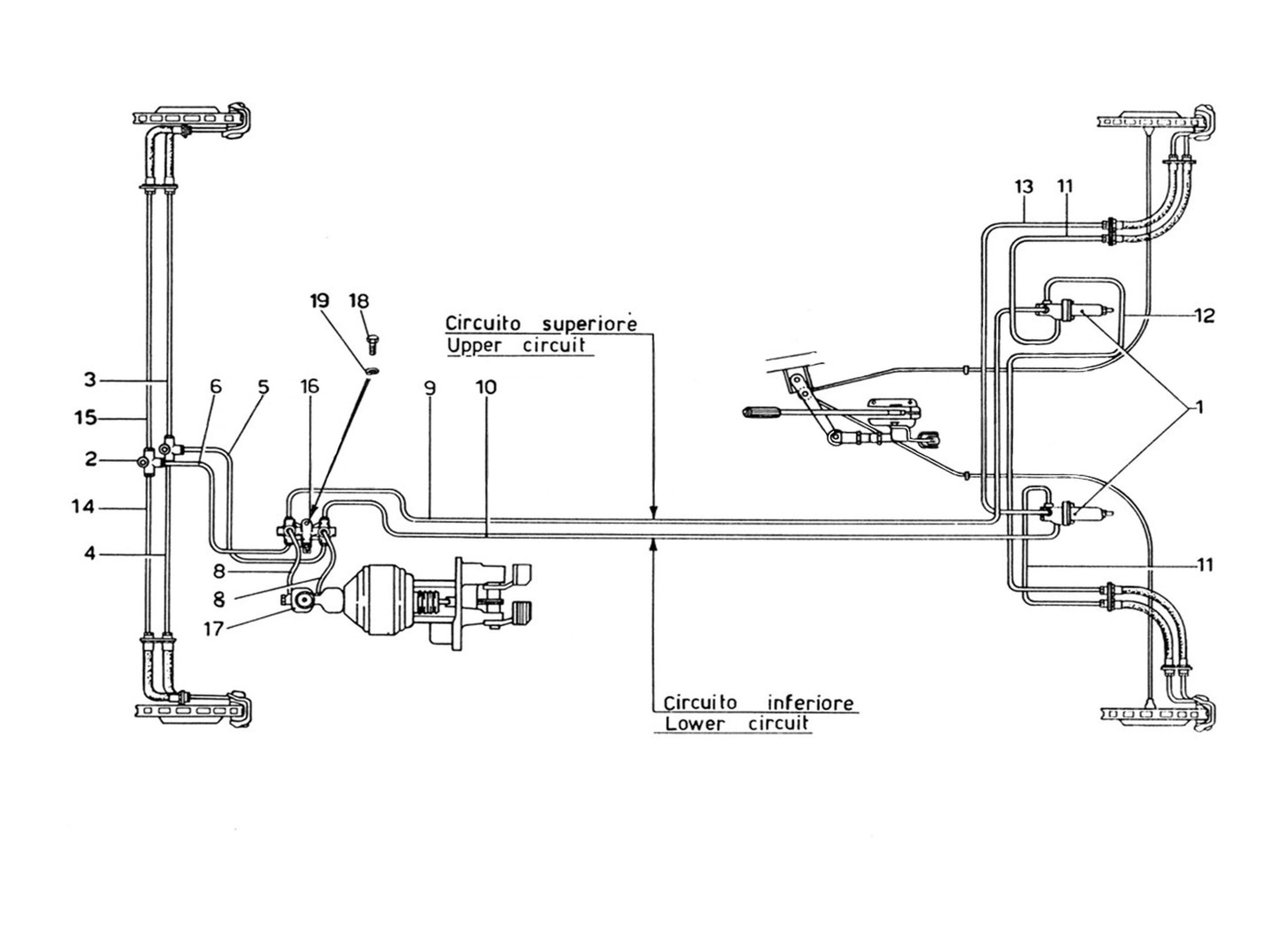 Schematic: Brake Lines System (1974 Revision)
