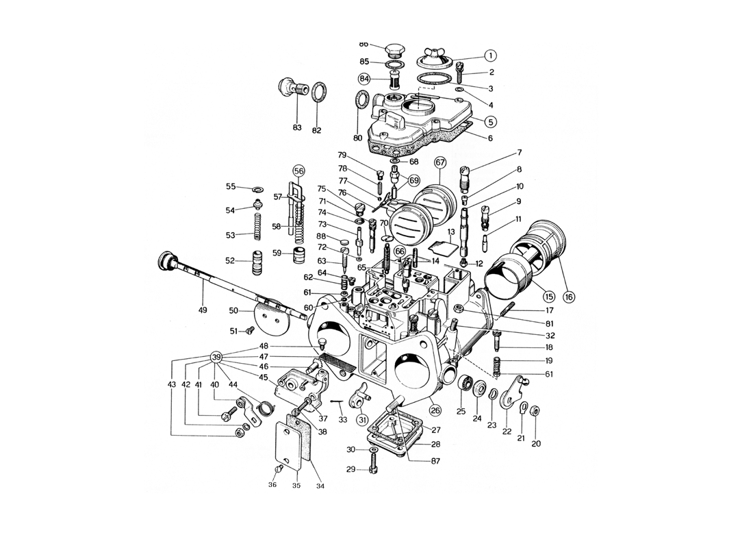 Schematic: Webber Carburettors (38 Dcoe 110 - 111 - 110M - 111M)