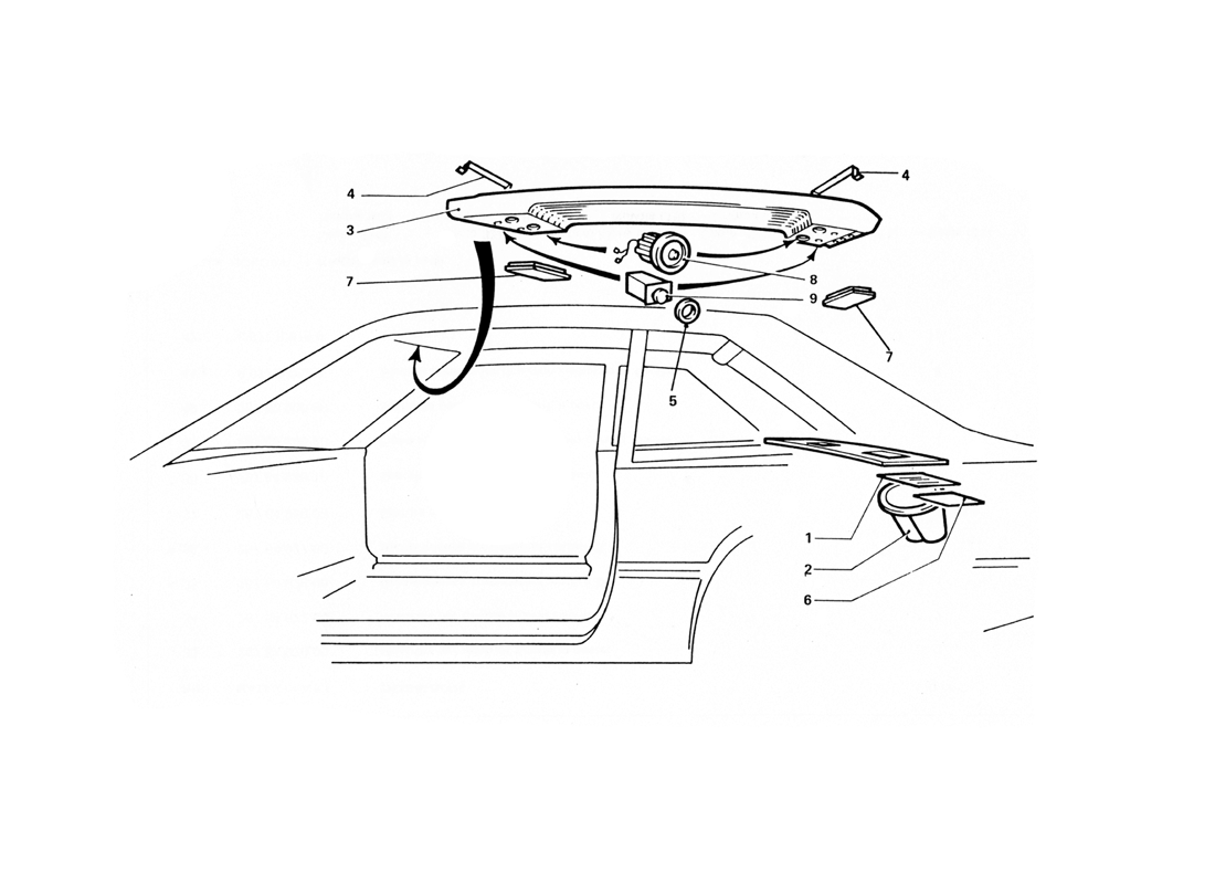 Schematic: Roof Lining And Rear Shelf