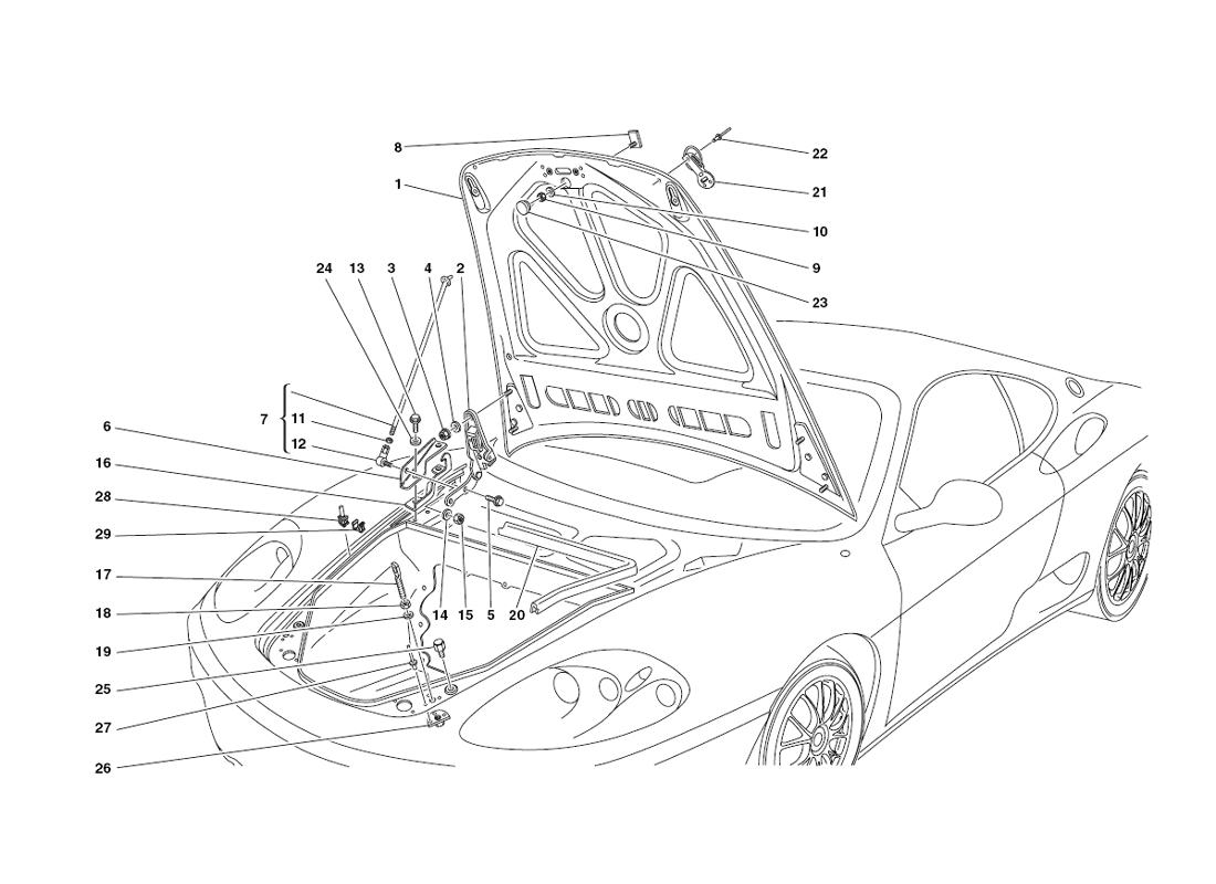 Schematic: Front Hood & Opening Devices