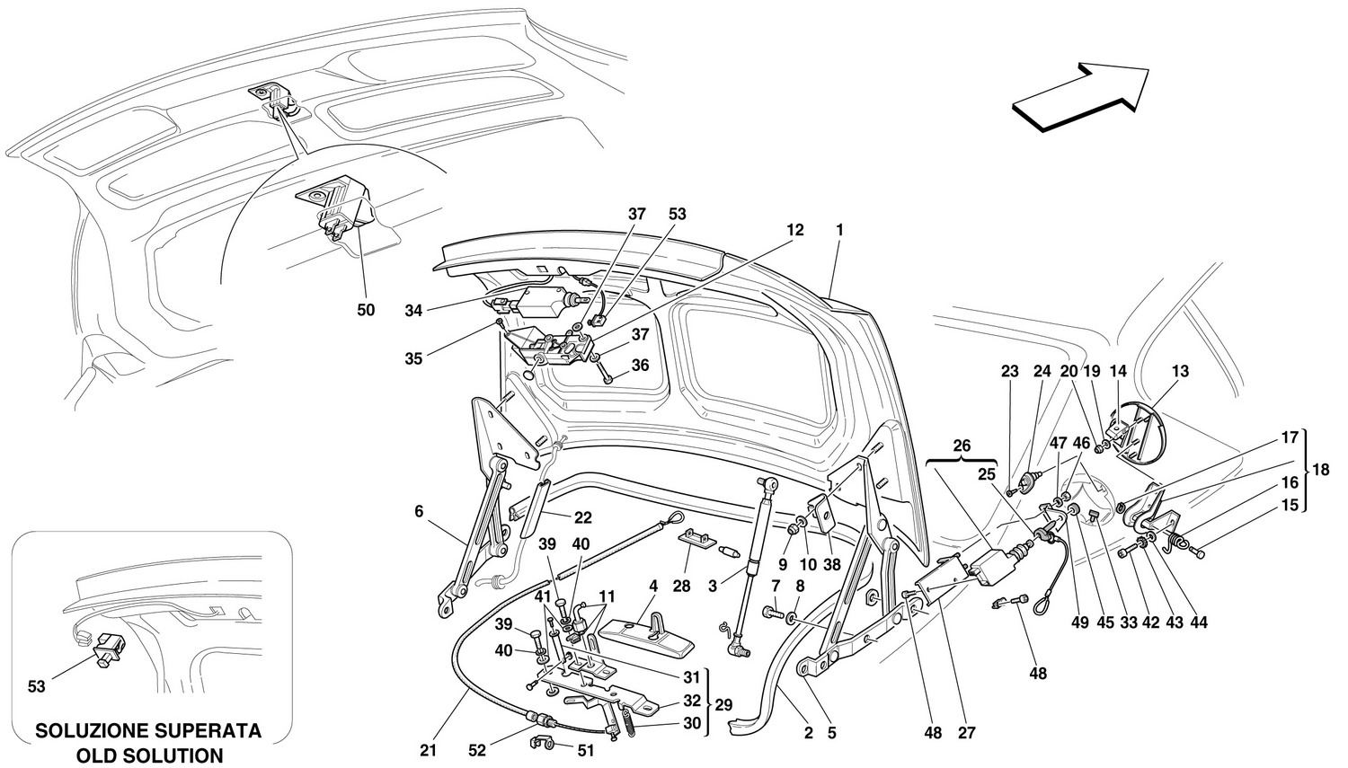 Schematic: Trunk Hood Bonnet And Petrol Cover