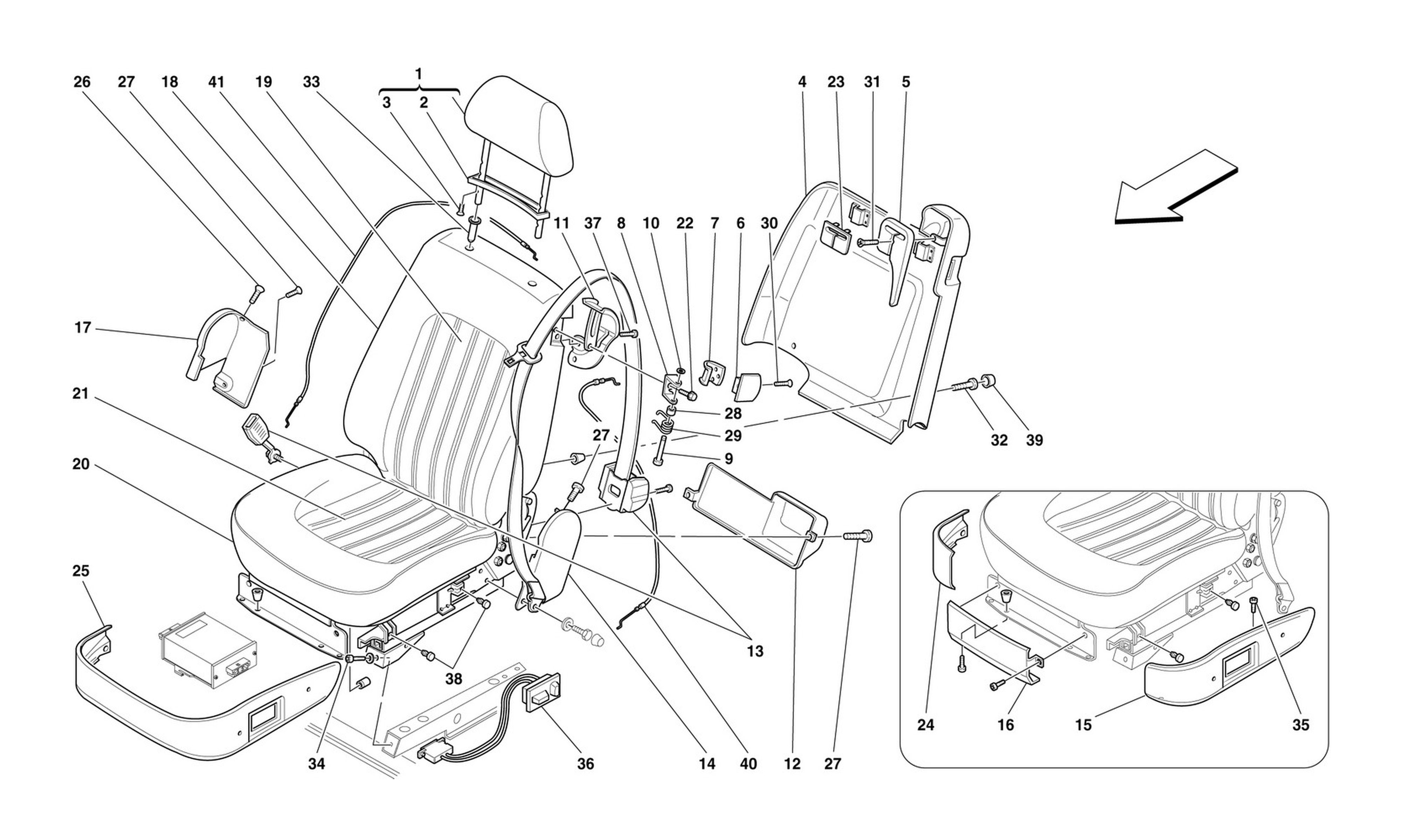 Schematic: Front Seats And Seat Belts
