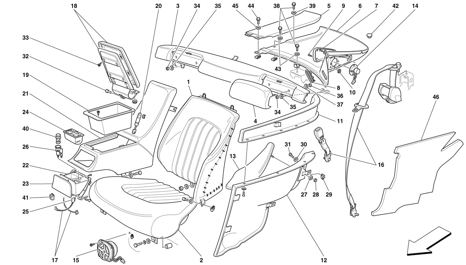 Schematic: Rear Seats And Seat Belts