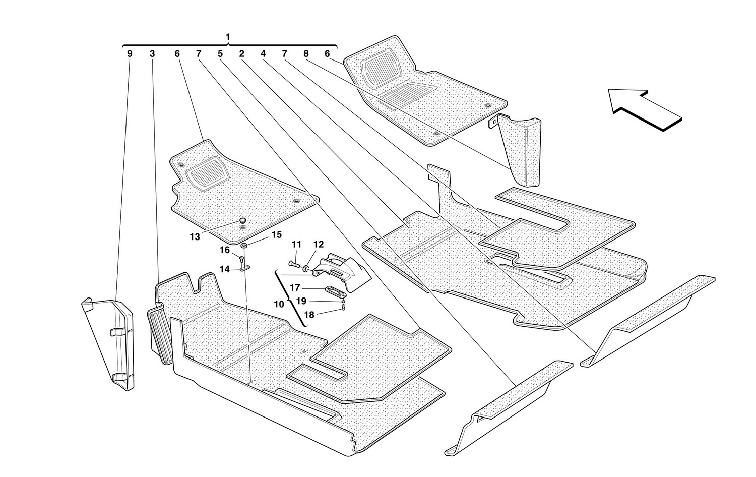 Schematic: Passengers Compartment Upholstery And Carpets
