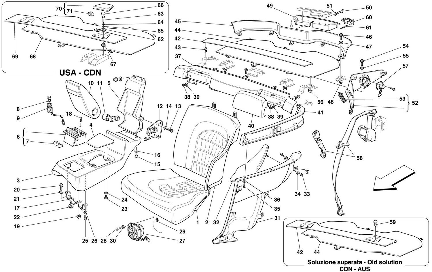 Schematic: Rear Seats And Belts