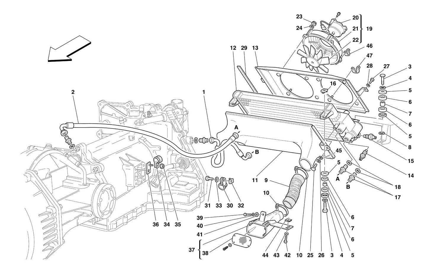 Schematic: Gearbox Cooling Radiator -Valid For 456M Gta