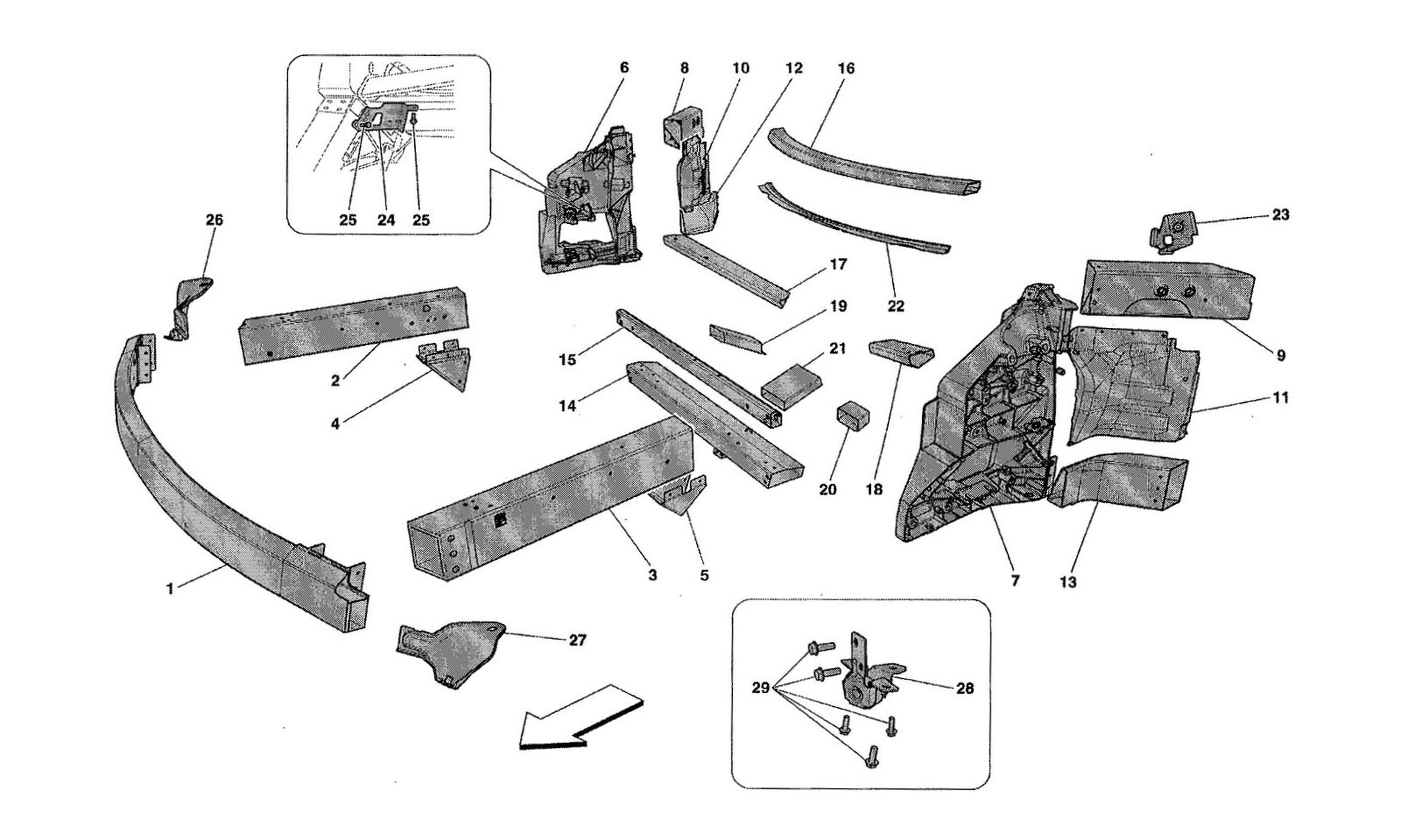 Schematic: Chassis - Structure, Front Elements And Panels