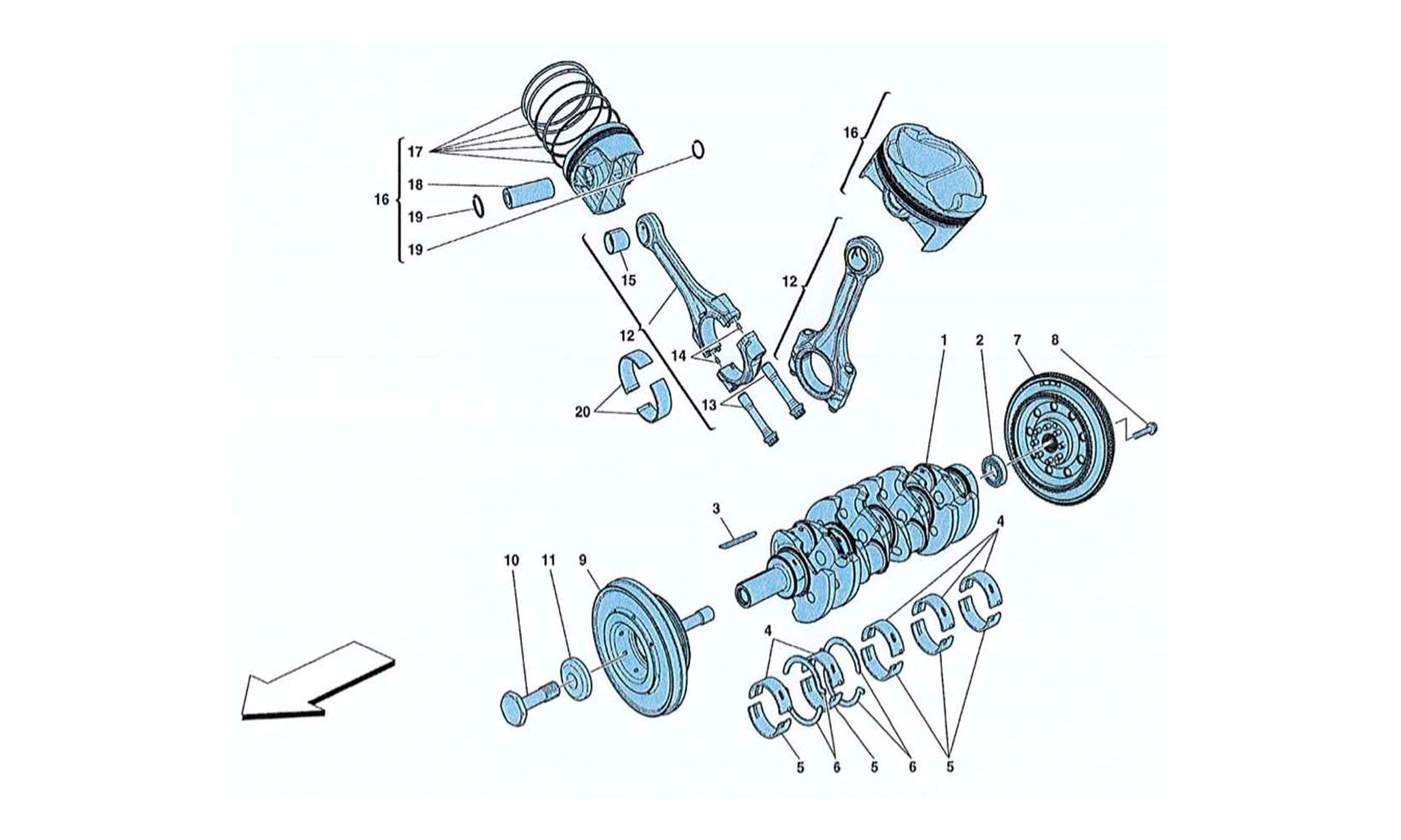 Schematic: Crankshaft Connecting Rods And Pistons